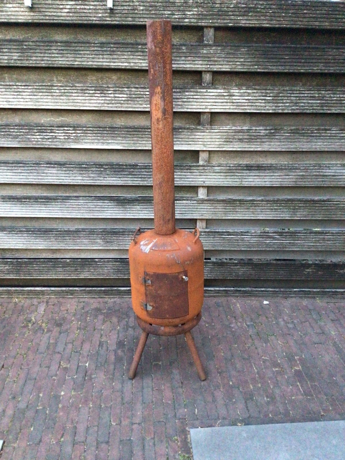 Robuuste vuurton/buitenhaard, ca. 168 cm hoog, Tuin en Terras, Ophalen, Gebruikt, Vuurton