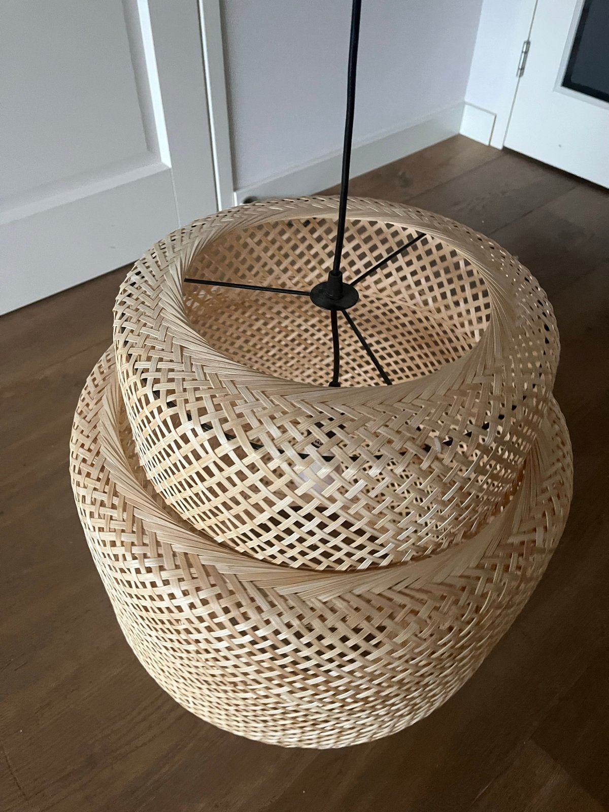 IKEA SINNERLIG Hanglamp Bamboe Handgemaakt 50 cm, Ophalen, Zo goed als nieuw, Natuurlijk materiaal, E27 (groot)