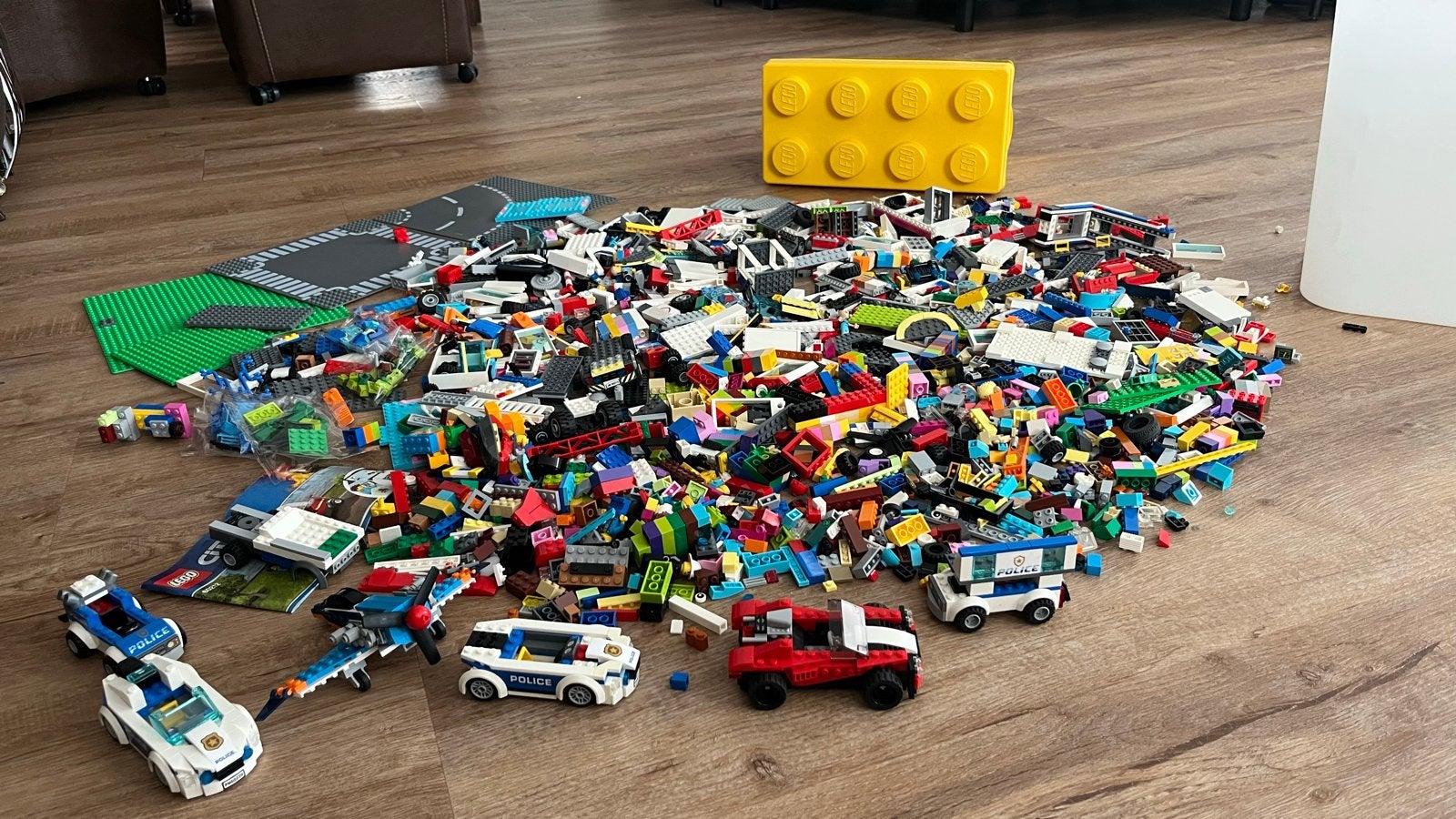Grote partij LEGO blokken met grondplaten en voertuigen, Kinderen en Baby's, Ophalen, Zo goed als nieuw, Overige merken