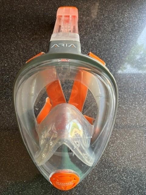 Ocean Reef Aria Full Face Snorkelmasker S-M – compleet + tas, Ophalen of Verzenden, Gebruikt, Snorkelmasker