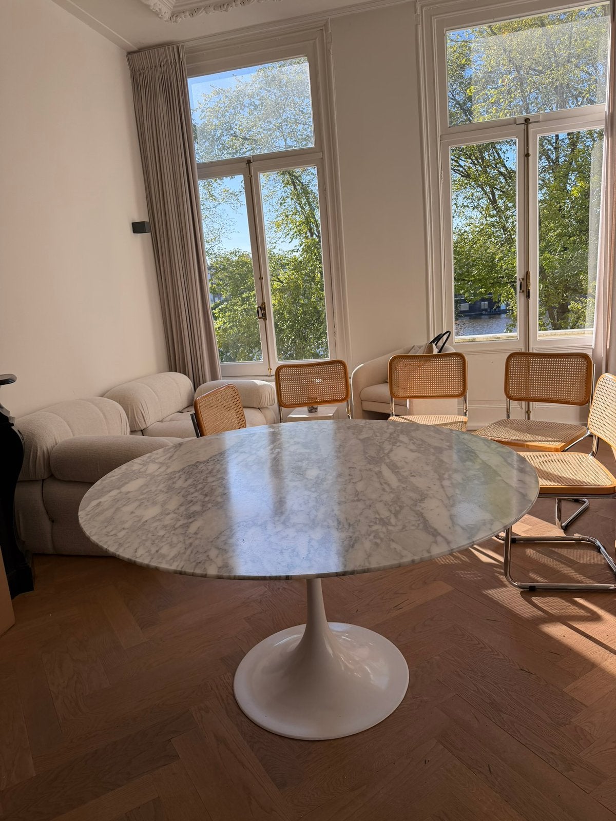 Vintage Knoll tulip tafel orgineel, Ophalen, Overige materialen, Gebruikt, 100 tot 150 cm
