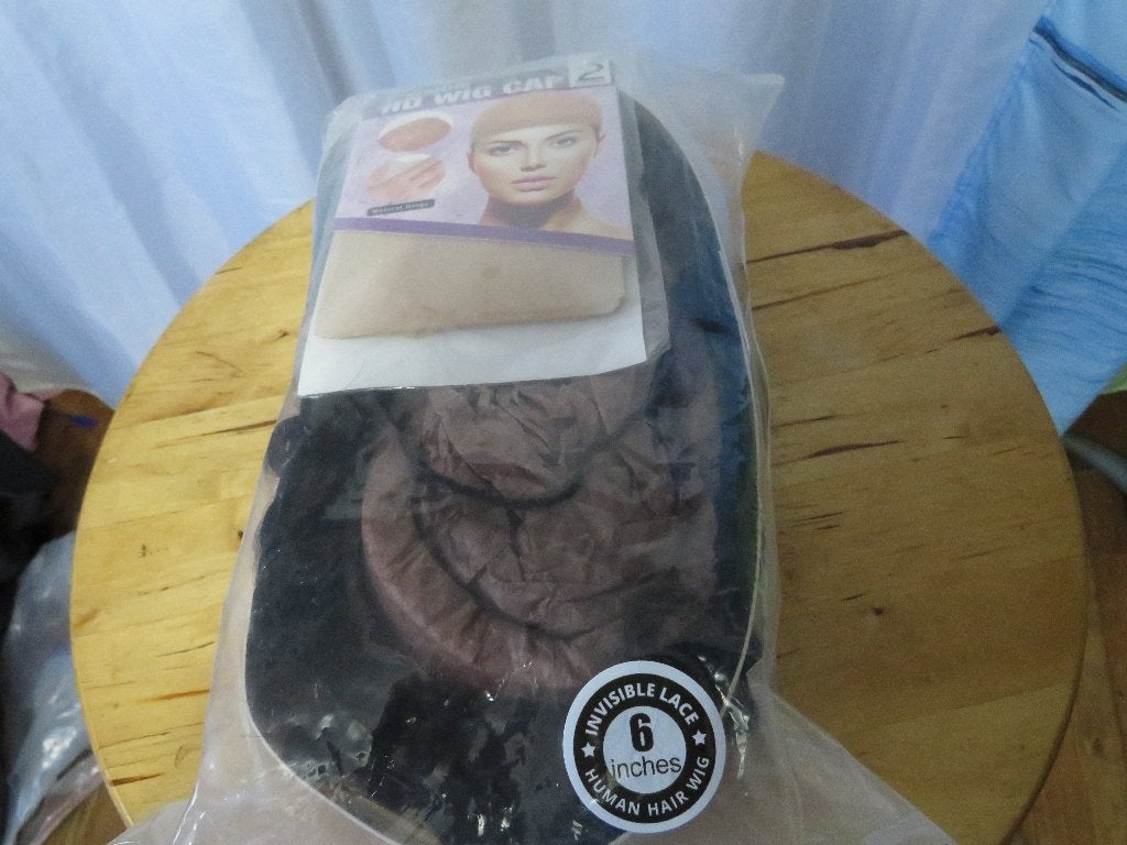 zwarte echt haar  kort pruik  6 inches met krullen full lace, Ophalen of Verzenden, Nieuw, Pruik of Haarverlenging