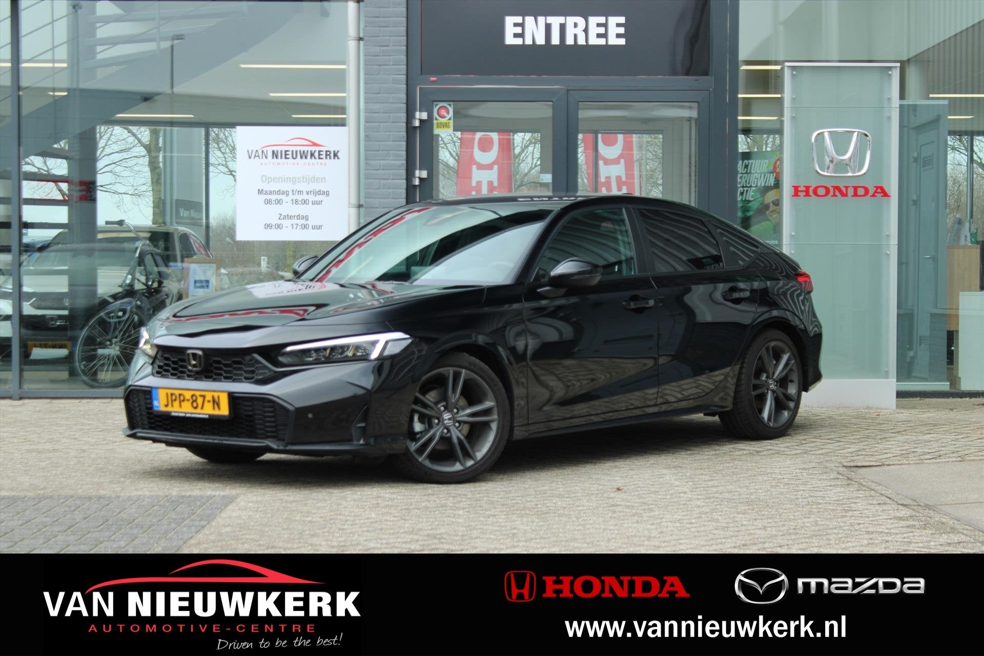 Honda Civic 2.0 HYBRID 184PK Automaat Sport Black Emblem Pac, Auto's, Honda, Automaat, Gebruikt, 4 cilinders, Leder en Stof