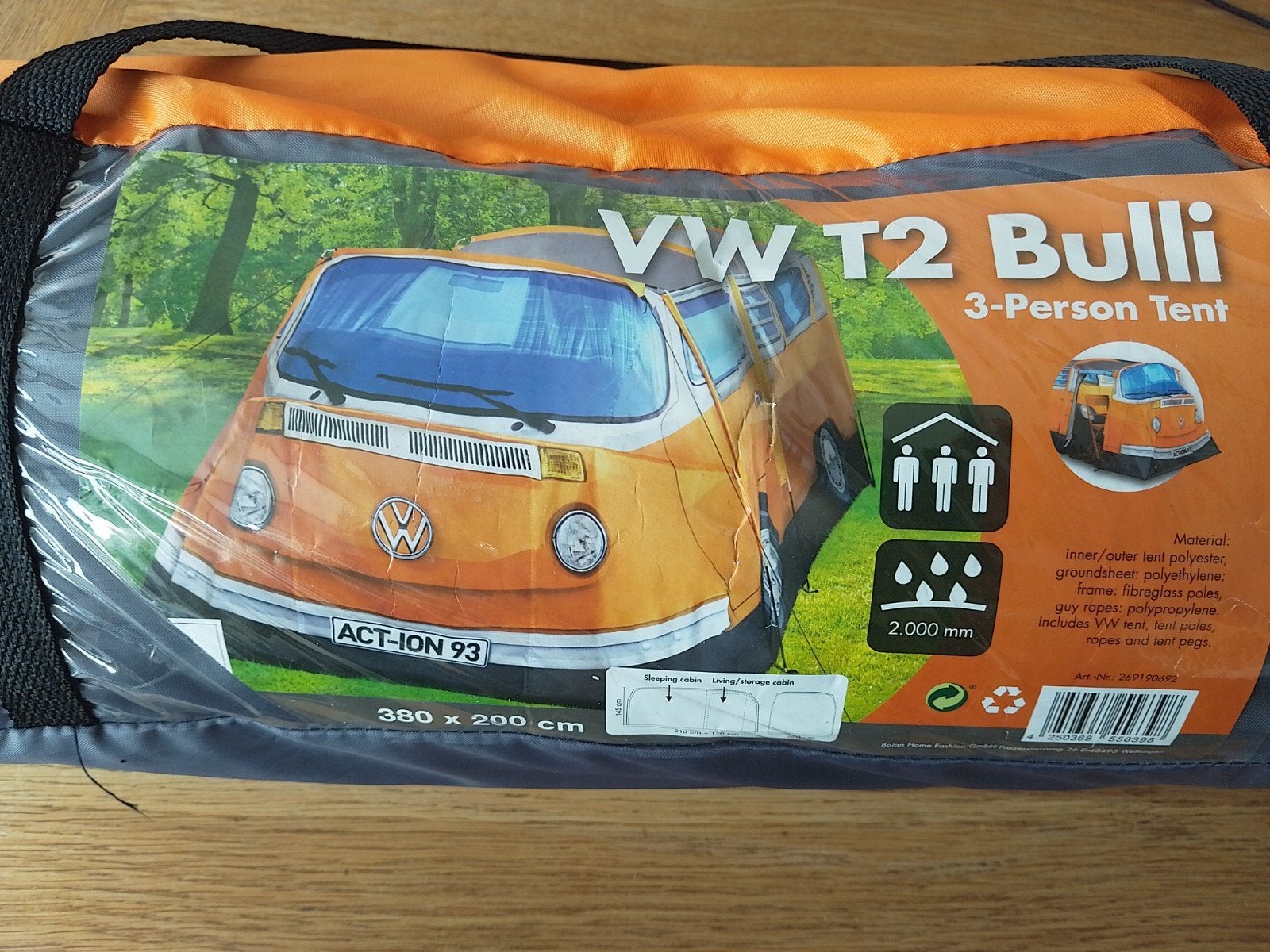 VW T2 Bulli 3-persoons tent - Zo goed als nieuw, Ophalen, Zo goed als nieuw, Tot en met 3