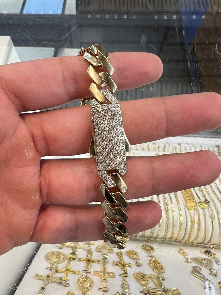 14k gouden armband cuban schakel goud 14 karaat nieuw, Ophalen of Verzenden, Zo goed als nieuw, Goud