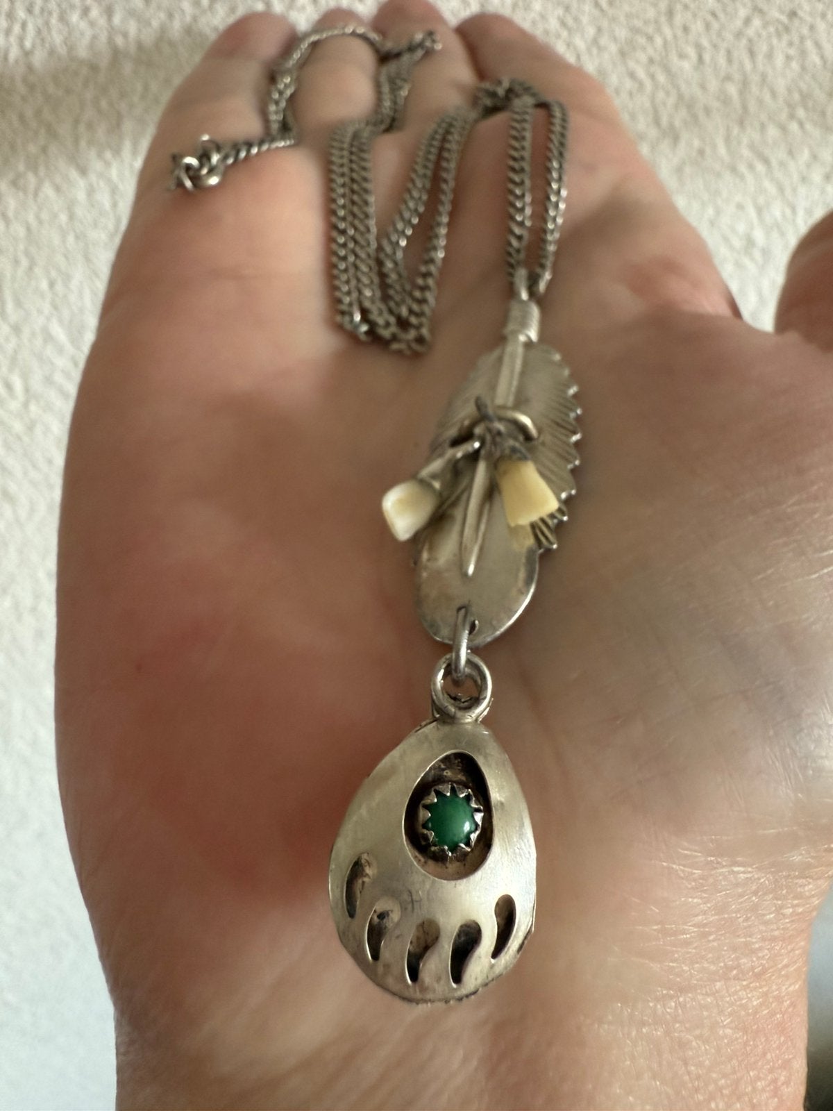 Y002/Oude Vintage Zilveren NAVAJO American Native ketting, Gebruikt, Verzenden, X, Groen