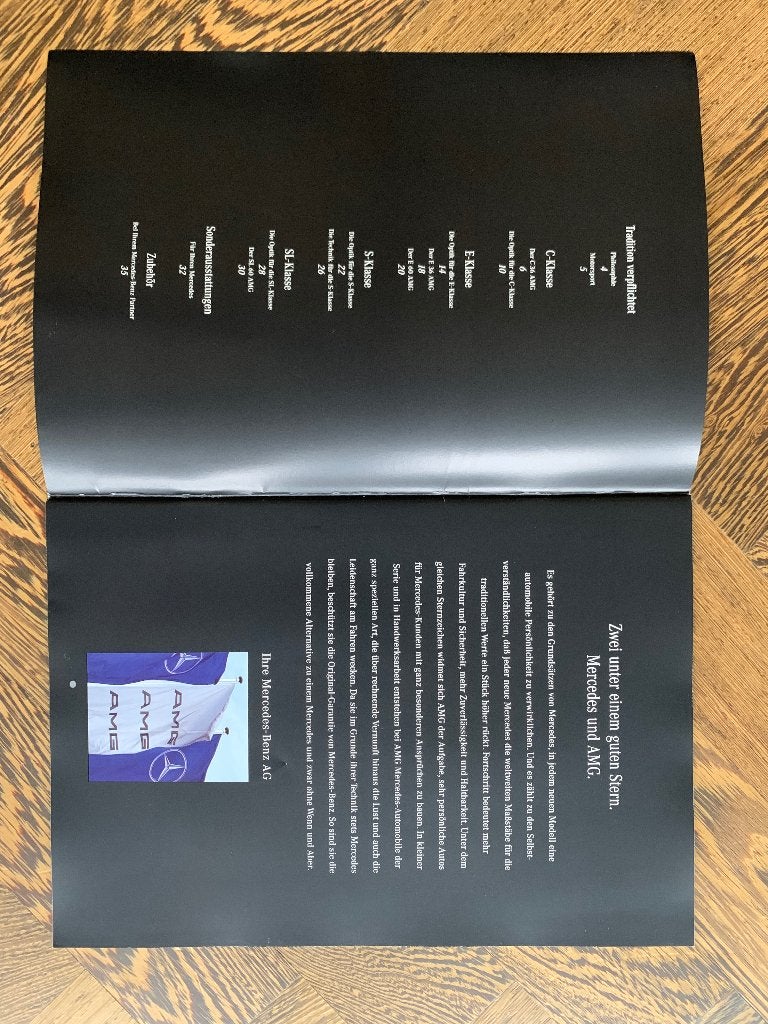 Folder, brochure Mercedes-Benz AMG 1993 Duitstalig, Nieuw, Mercedes-Benz, Mercedes, Ophalen of Verzenden