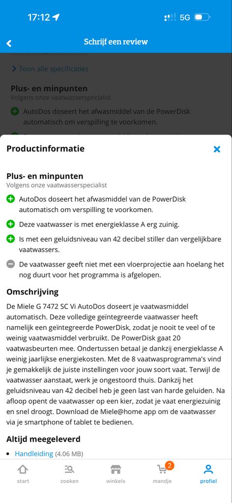 Miele G 7472 SC Vi AutoDos Inbouw Vaatwasser energielabel A, Ophalen, 60 cm of meer, Energieklasse A of zuiniger, Inbouw