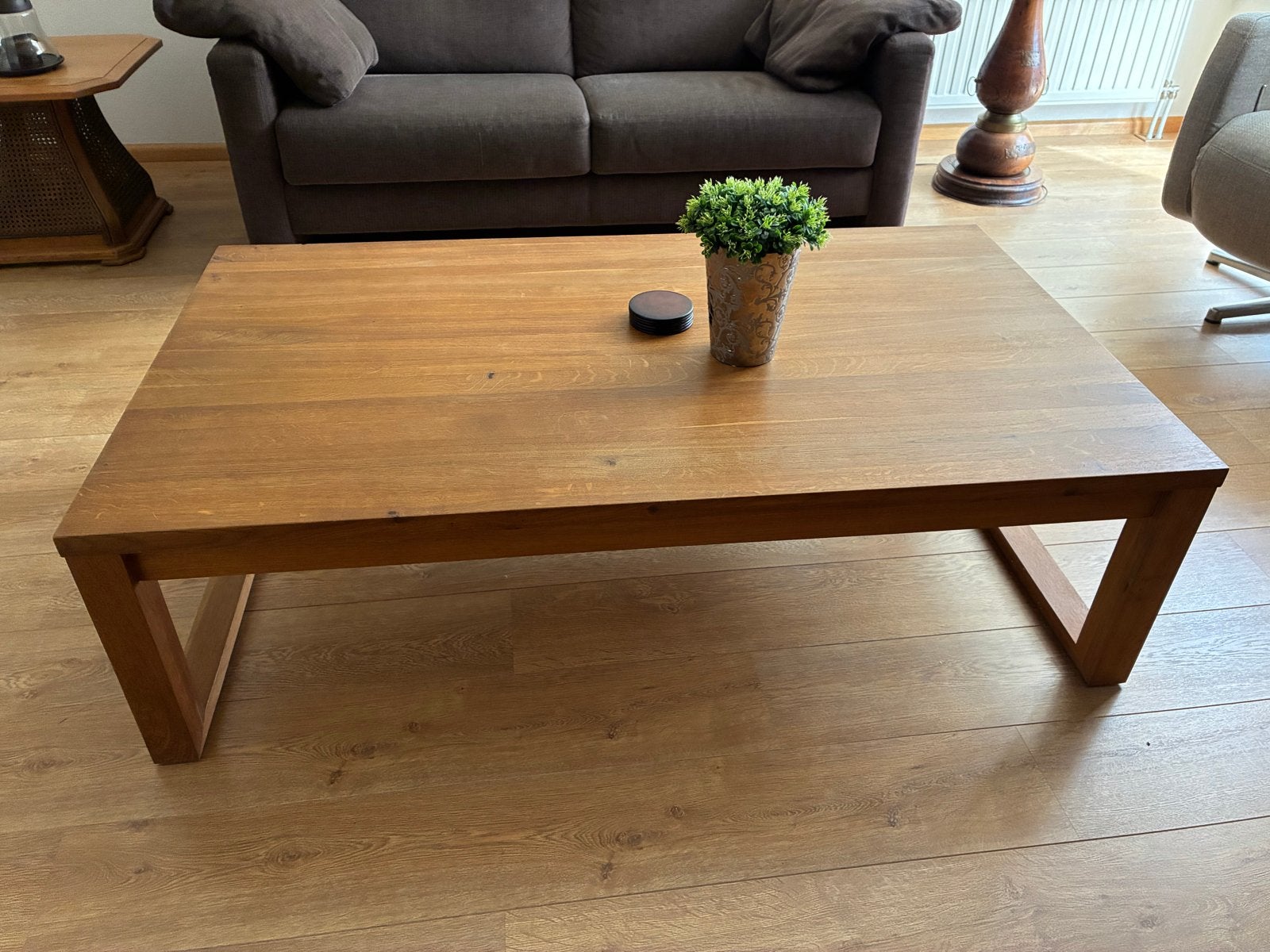 Massief eikenhouten salontafel - Robuust en stijlvol, Gebruikt, Eikenhout, 150 tot 200 cm, 50 tot 100 cm