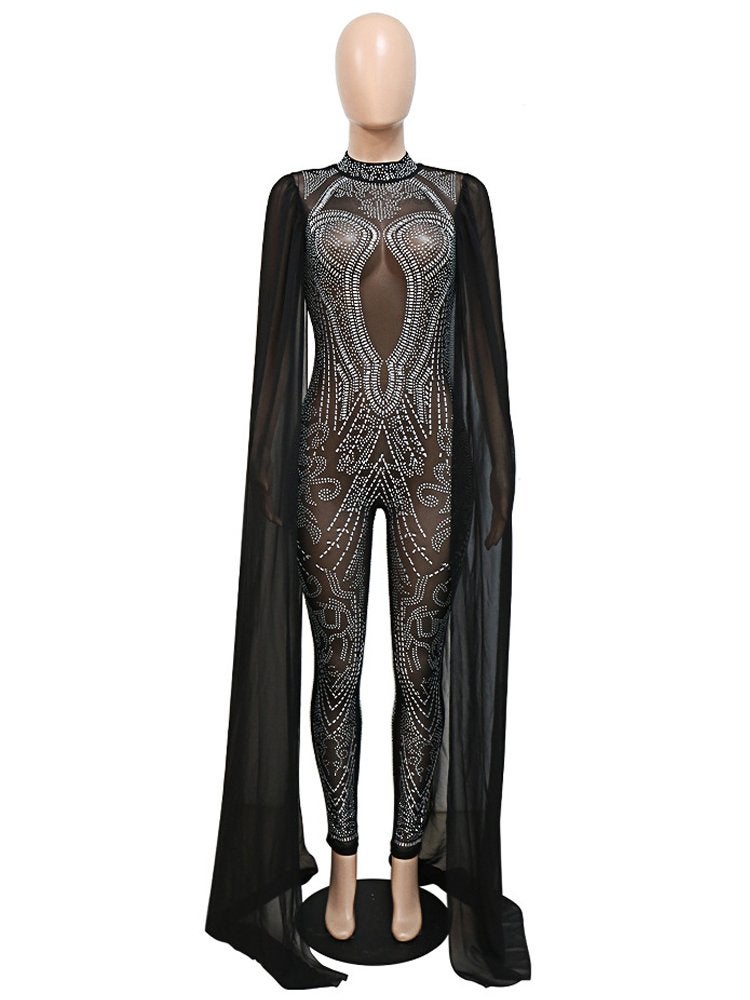Dames catsuit 32 / bodysuit zwarte glitter jumpsuit pak suit, Verzenden, Maat 42/44 (L), Nieuw, Overige thema's