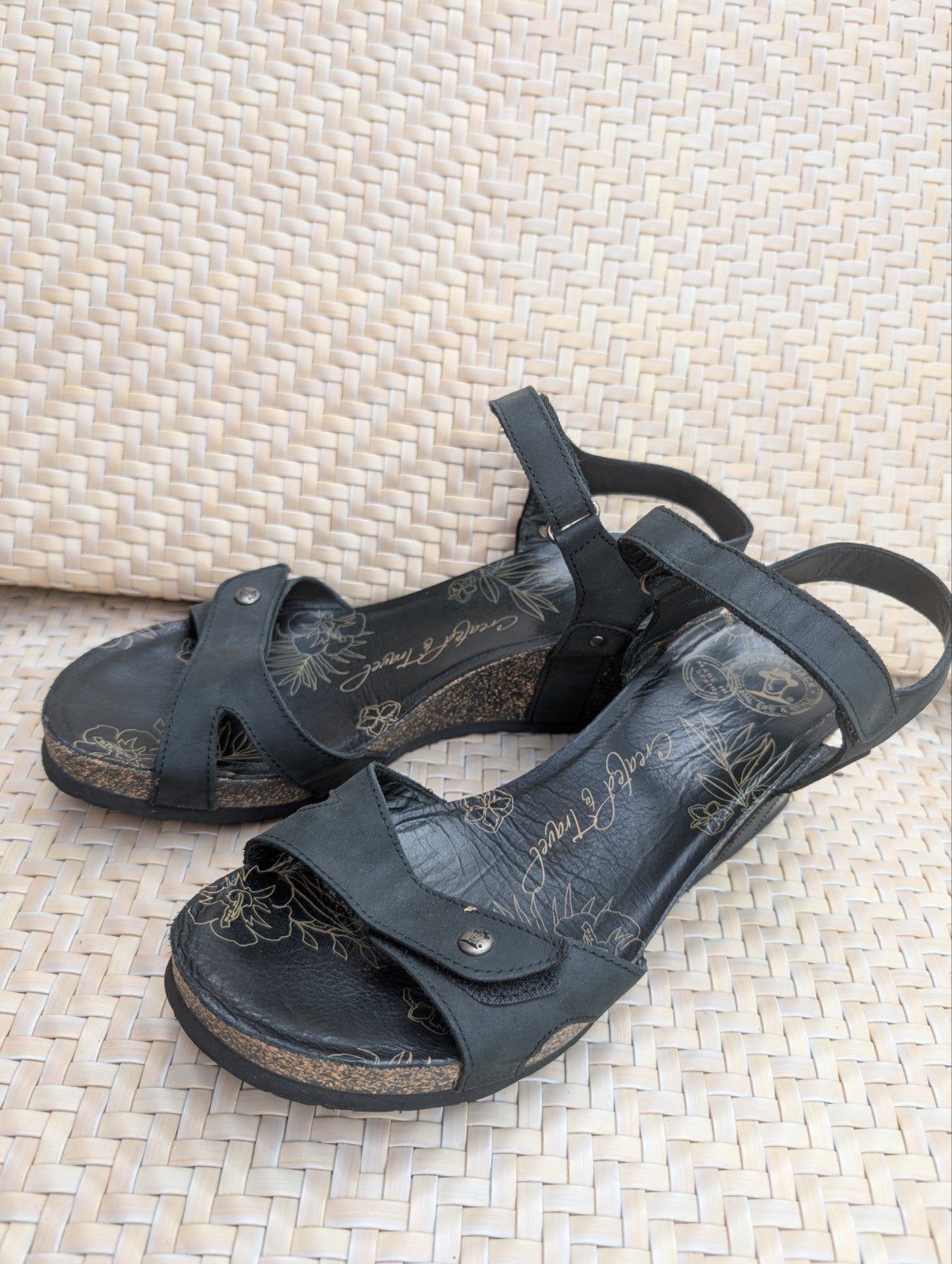 Panama Jack Julia sandalen leer kurkzool, Zwart, Zo goed als nieuw, Panama Jack, Sandalen of Muiltjes
