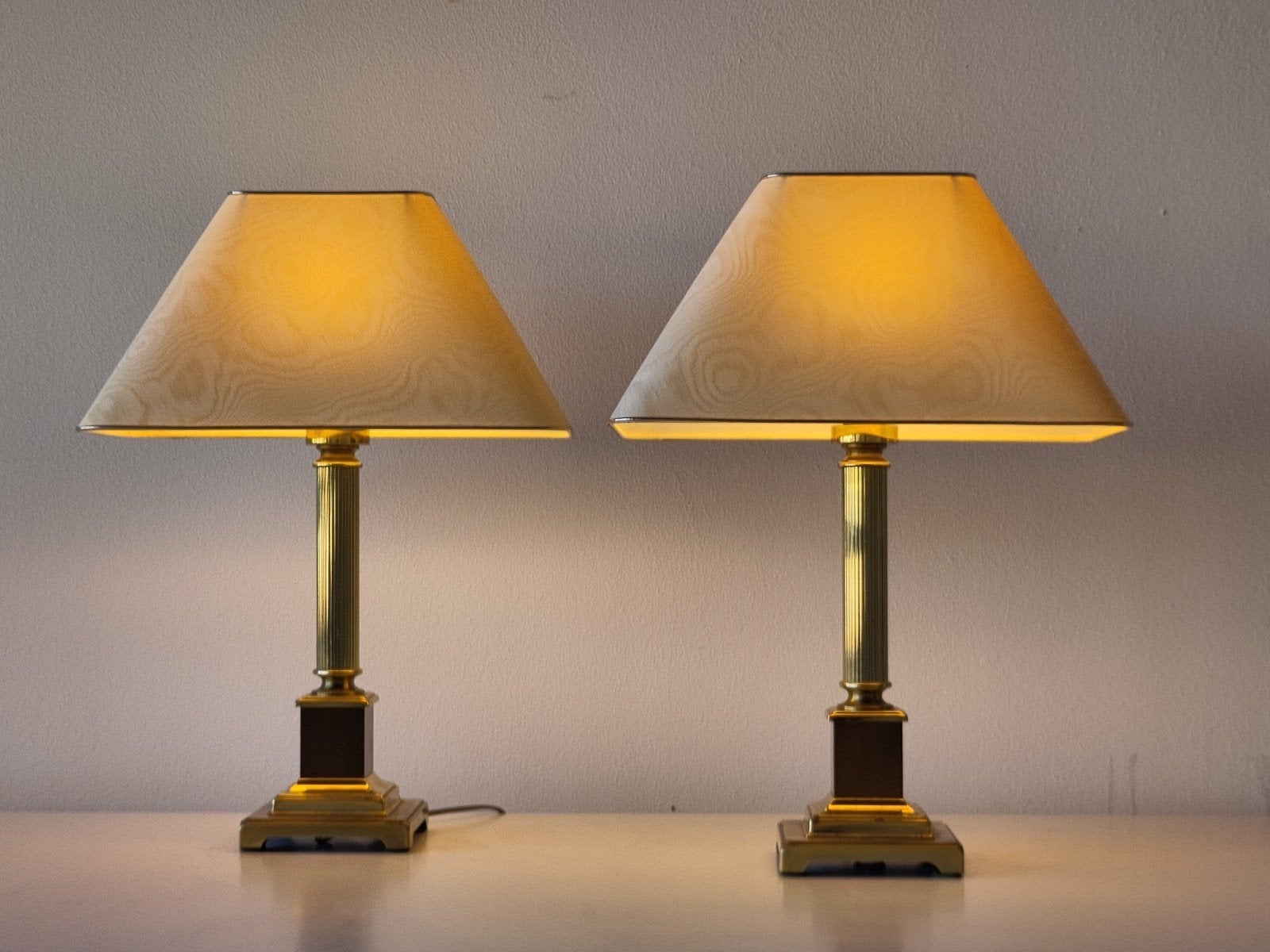 2x XL goudkleurige Herda lamp Hollywood Regency lampen, Met schakelaar, Bureaulamp, Gebruikt, Overige merken