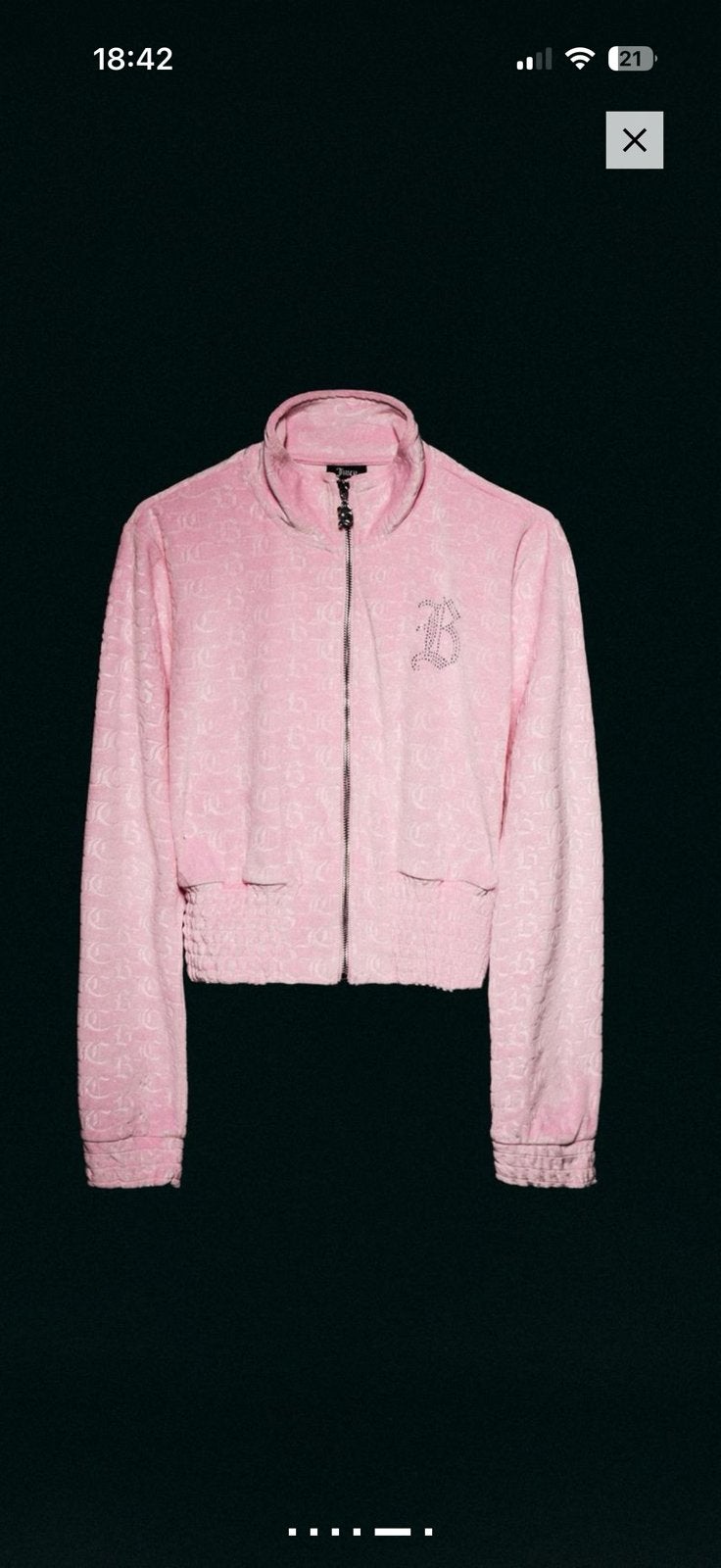 Roze fluwelen jasje Juicy Couture x Bershka, Ophalen of Verzenden, Nieuw, Maat 42/44 (L), Roze