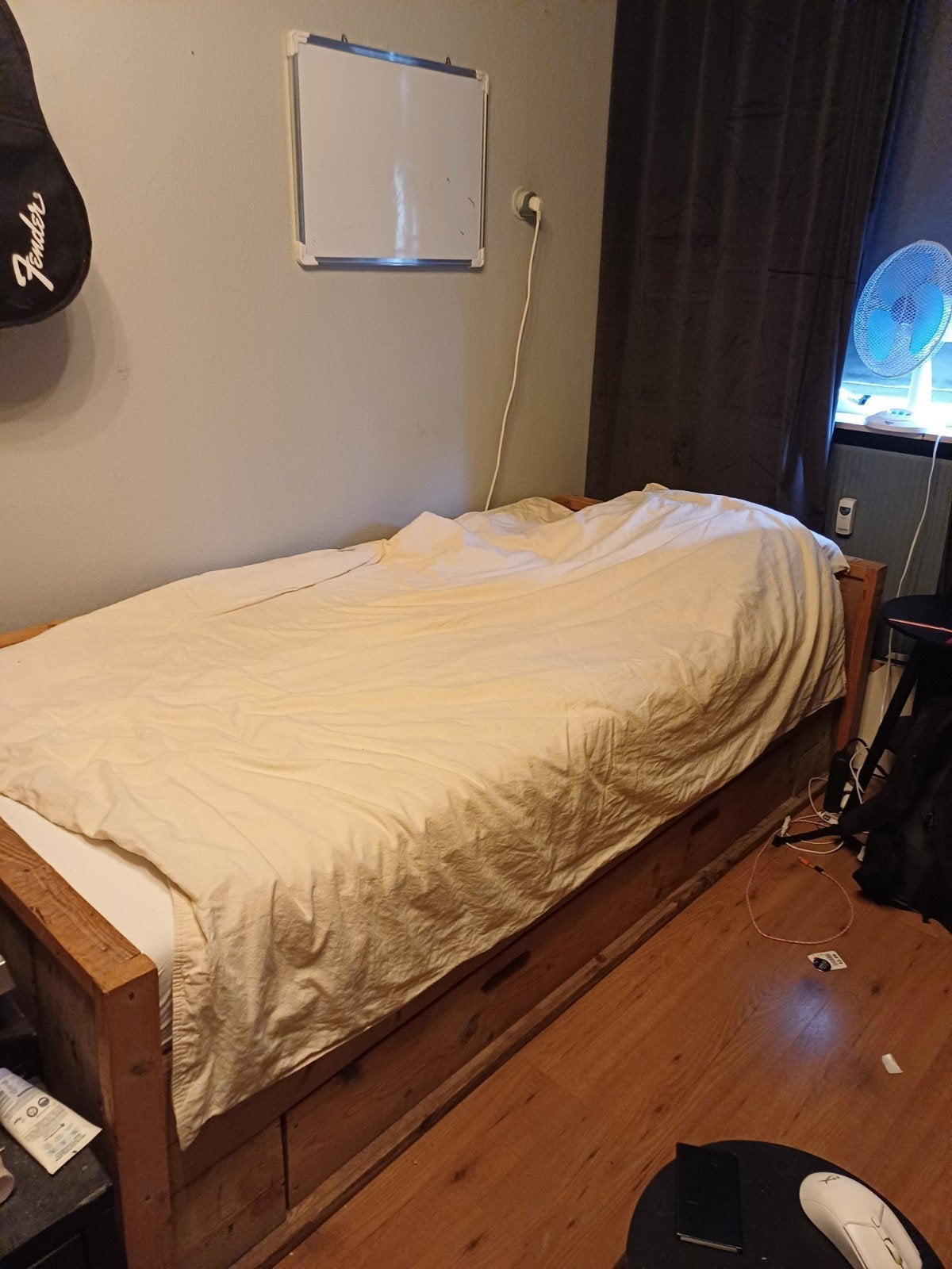 Steigerhouten bed, 1 persoons, Huis en Inrichting, Slaapkamer | Bedden, Ophalen, Gebruikt, 90 cm, Eenpersoons