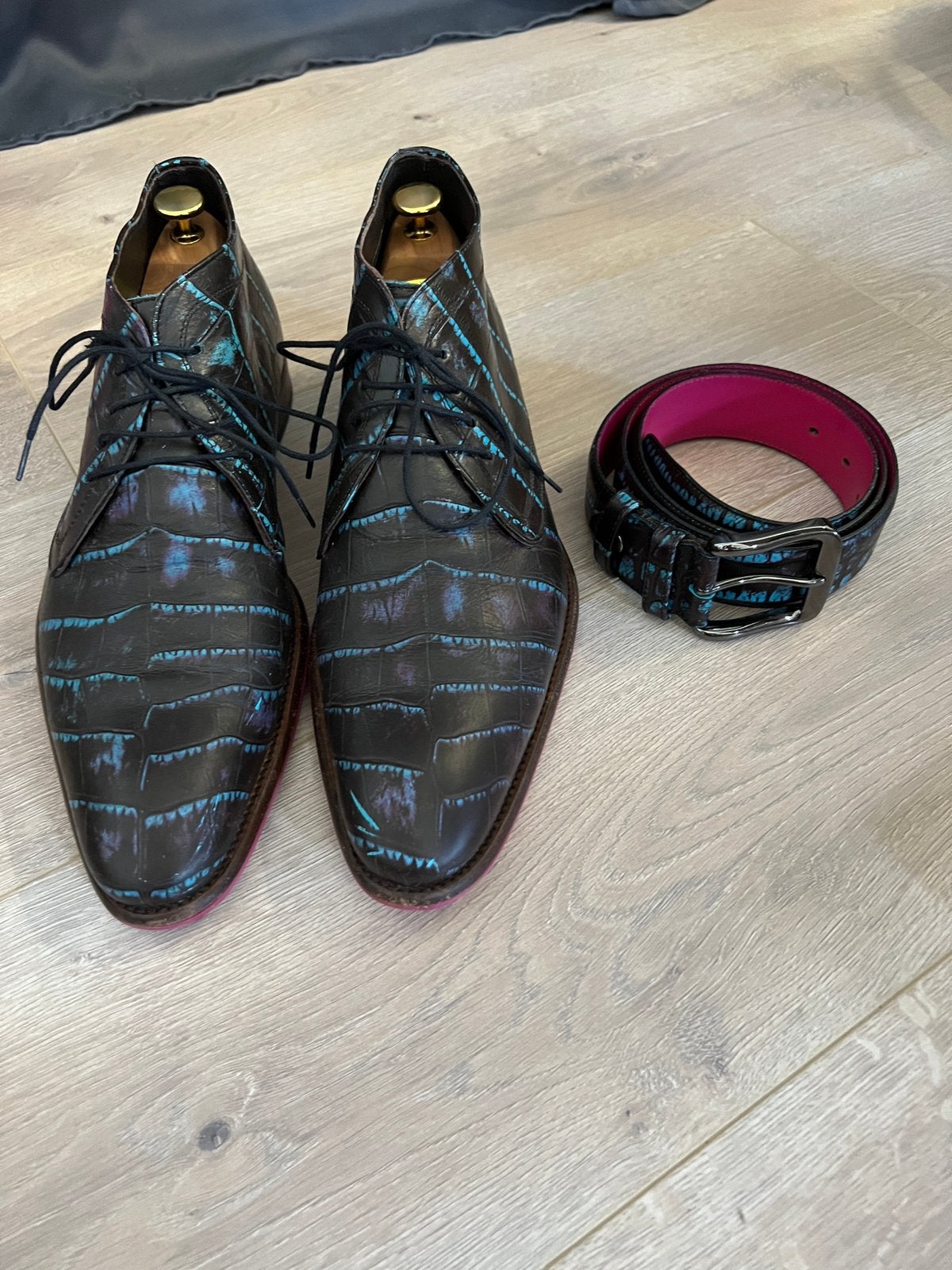 Floris van Bommel - Blue croco, Kleding | Heren, Schoenen, Bruin, Boots, Ophalen of Verzenden, Zo goed als nieuw