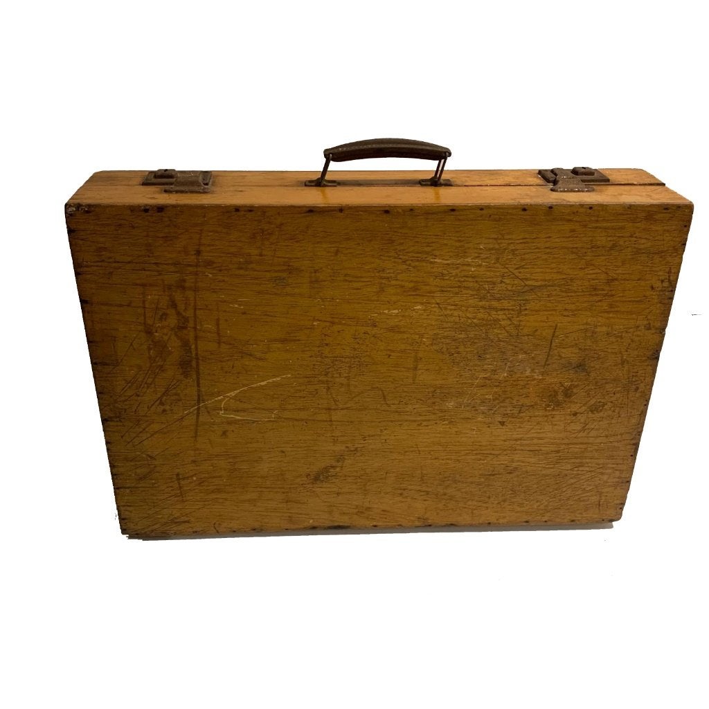 Vintage SCHILDERSKOFFER tafel antieke koffer behangtafeltje, Ophalen of Verzenden