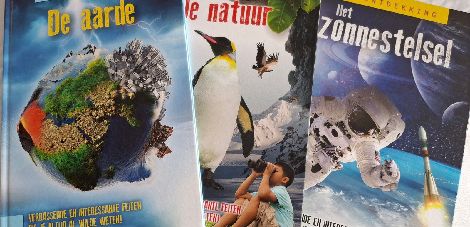 3x Educatieve boeken: De aarde, De natuur, Het zonnestelsel, Ophalen, Nieuw, Onbekend, Natuurwetenschap