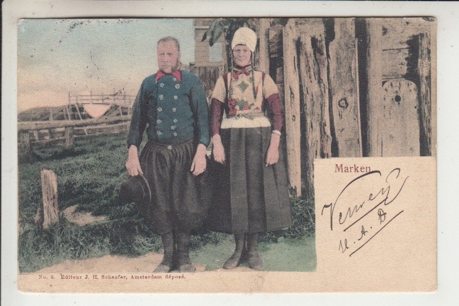 Marken - Klederdracht 02, Ophalen of Verzenden, Voor 1920, Gelopen, Noord-Holland