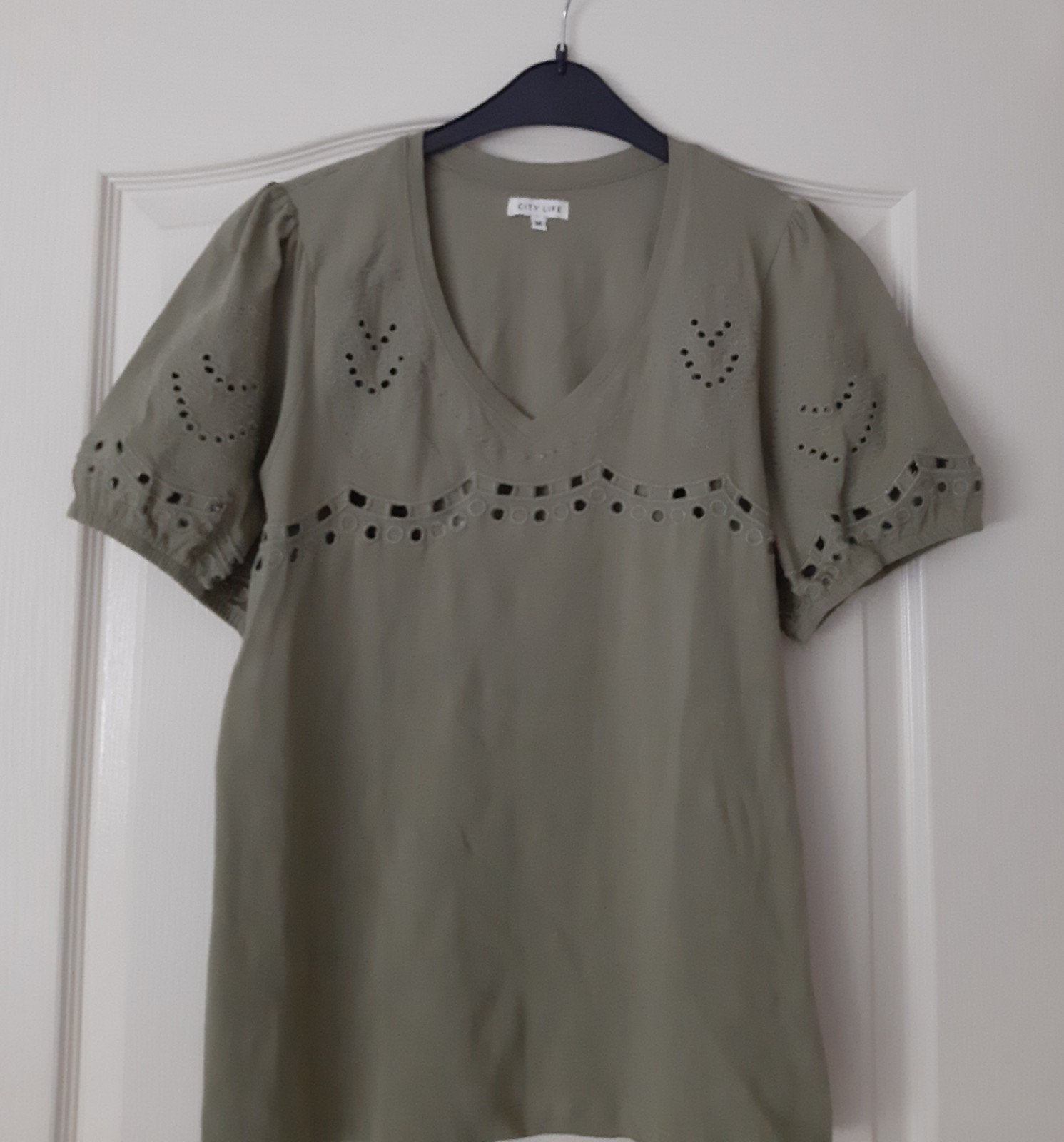 Nieuw City Life Shirt met Korte Mouwen en Borduurwerk, Maat 38/40 (M), City Life, Nieuw, Ophalen of Verzenden