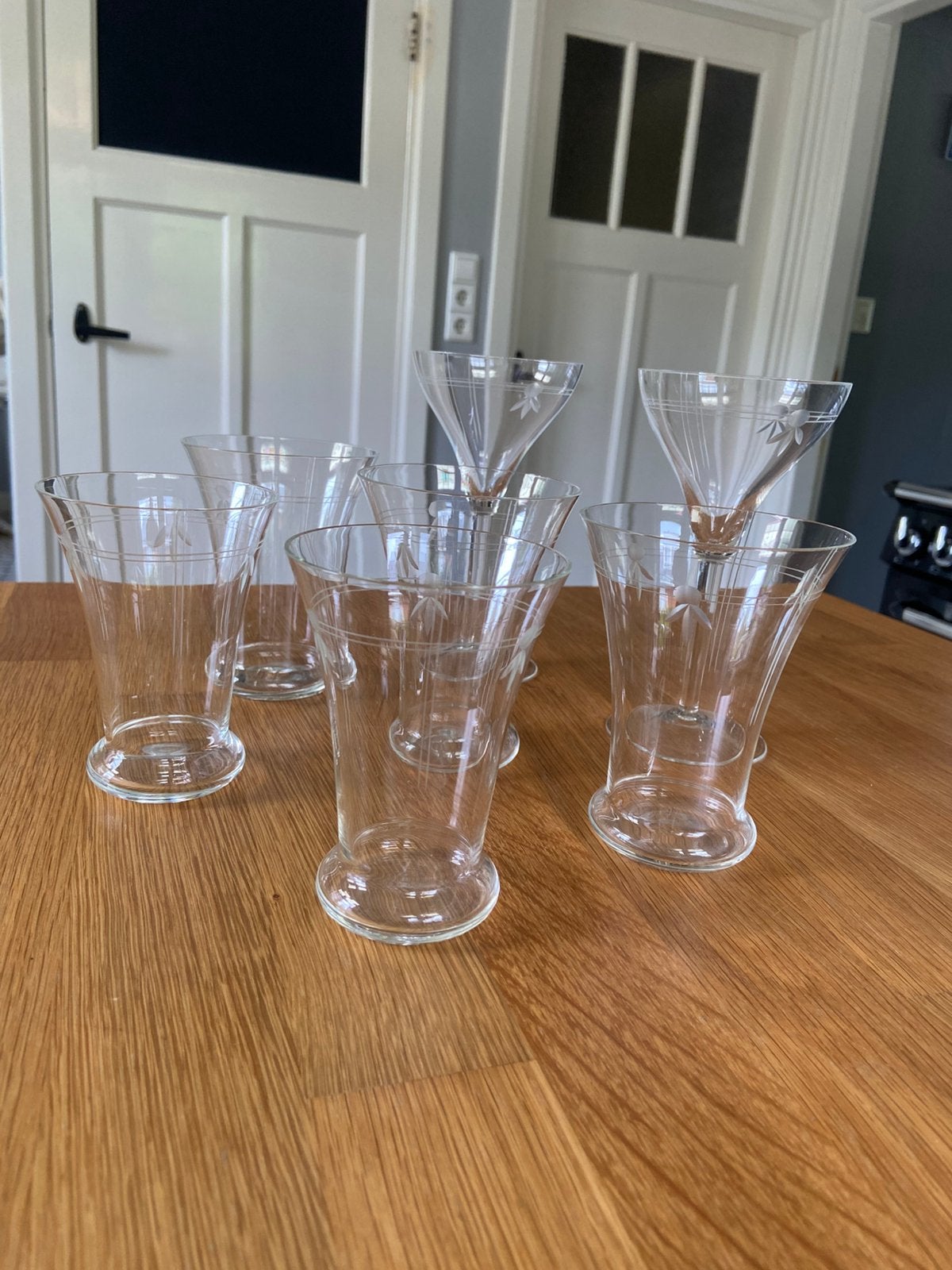 Brocante geslepen glaasjes diverse als setje, Ophalen of Verzenden