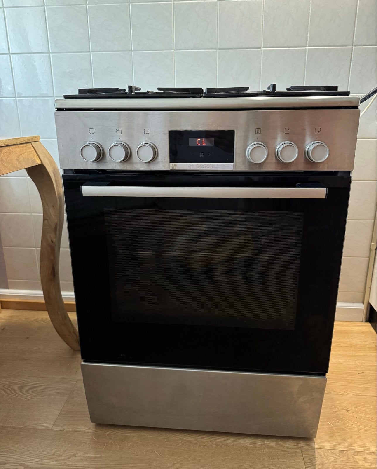 Bosch HXR39IE50N Gasfornuis met elektrische oven, Witgoed en Apparatuur, Ophalen, Gebruikt, Hete lucht, 60 cm of meer