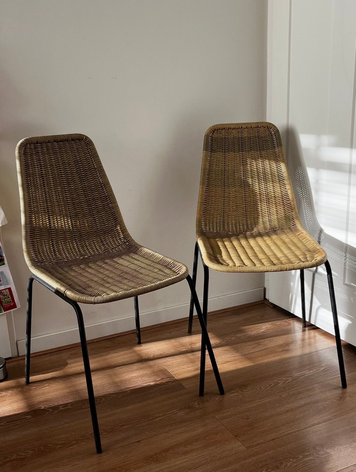 4 Kunststof/Rotan Eetkamerstoelen/Tuinstoelen Dirk van Slied, Ophalen, Kunststof, Gebruikt, Bruin