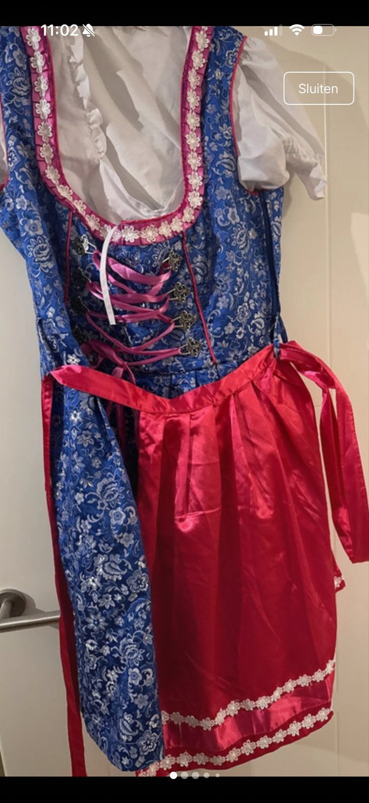 Esmeralda Dirndl - Maat 44 (valt als 40), Overige typen, Blauw, Maat 42/44 (L), Ophalen of Verzenden