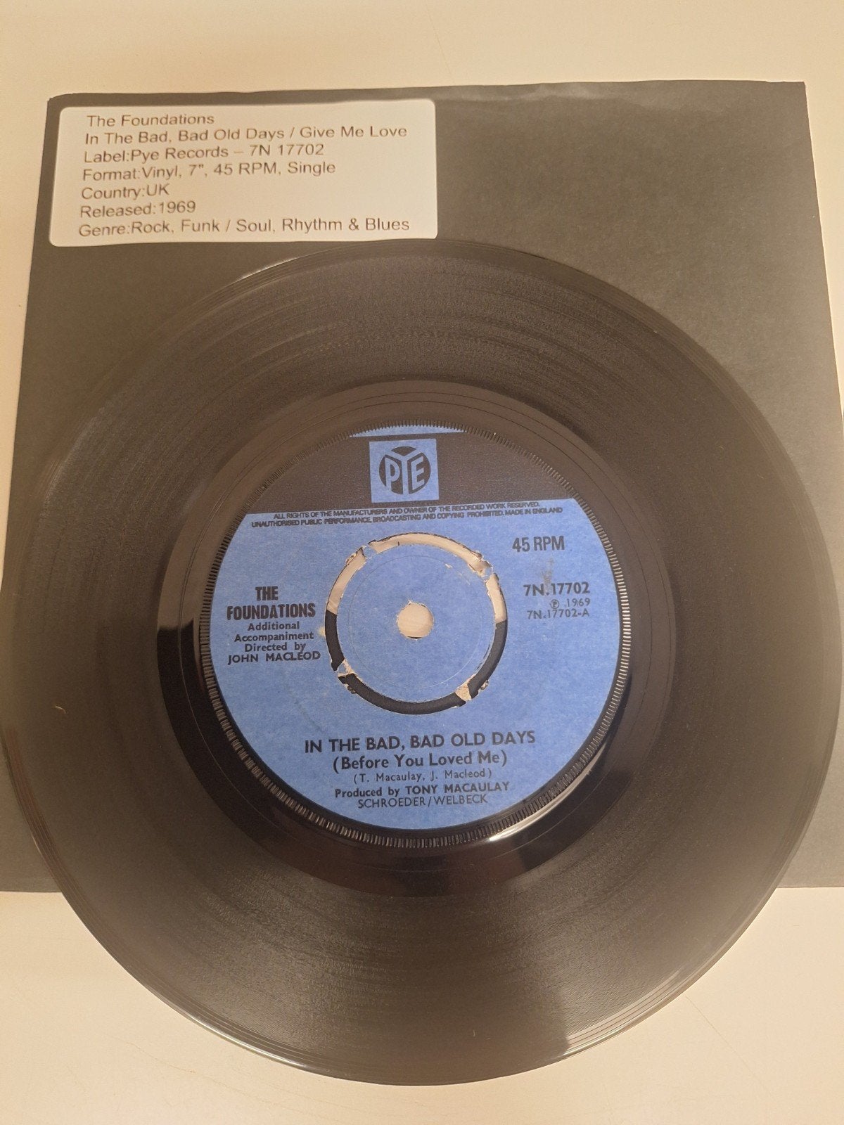 The Foundations - In the bad, bad old days,1969., Verzenden, 7 inch, Overige genres