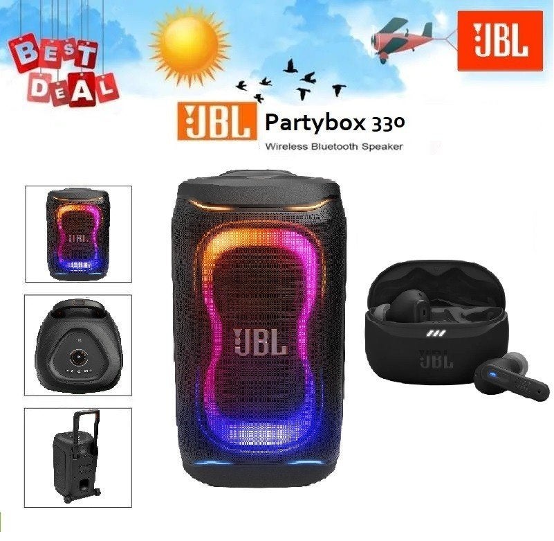 ✅NIEUW✅ JBL Partybox 330 (2026) | Zwart + 🎁JBL Tune Beam 2, Ophalen of Verzenden, Nieuw, Overige typen, JBL