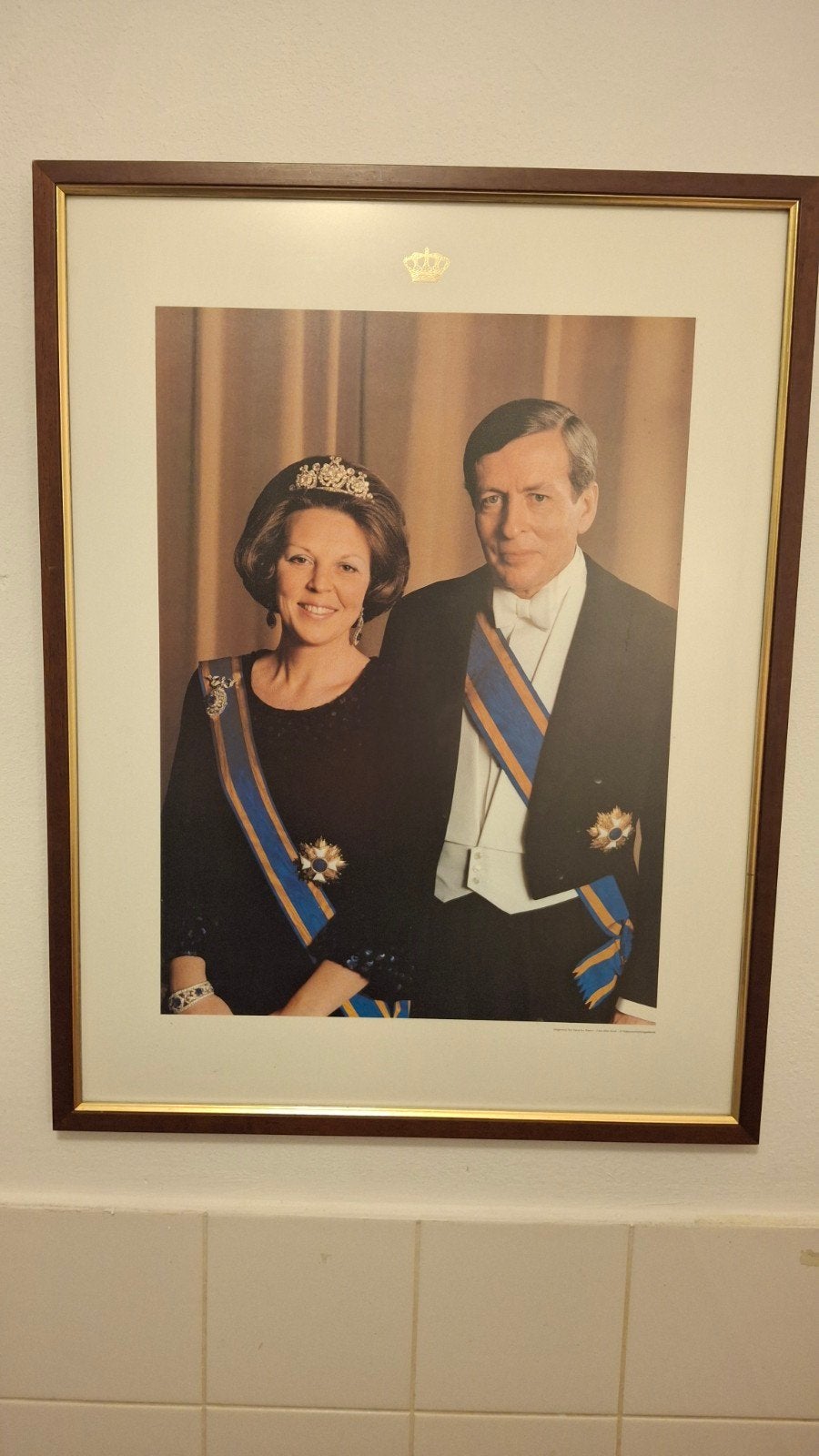 Ingelijste foto Koningin Beatrix en Prins Claus, Ophalen of Verzenden, Zo goed als nieuw, Nederland, Kaart, Foto of Prent