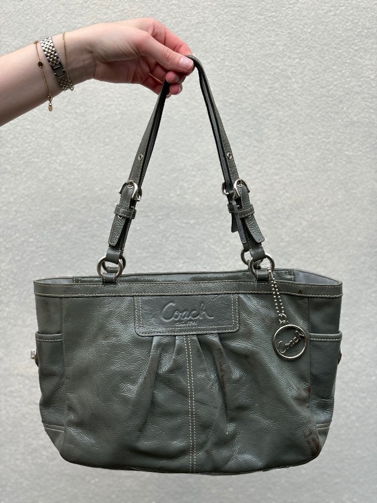 Vintage Coach tas, Ophalen of Verzenden, Gebruikt, Grijs, Handtas