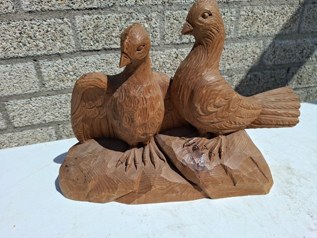 oude handgemaakte houten vogels houtsnijwerk, Antiek en Kunst, Ophalen of Verzenden, Handgemaakt, Hout, Houtsnijwerk