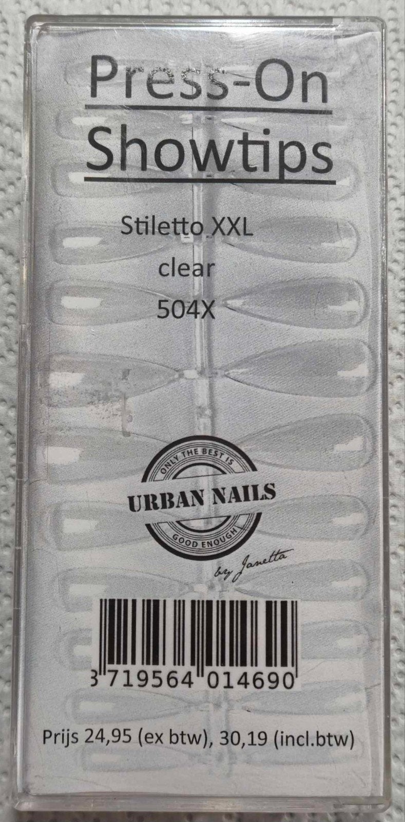 Urban nails press-on showtips stiletto xxl clear 504x, Ophalen of Verzenden, Zo goed als nieuw