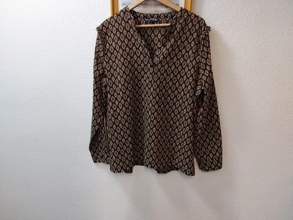NORA MOOIE BLOUSE RETRO MOTIEF MAAT L, Overige kleuren, Maat 42/44 (L), NORA, Ophalen of Verzenden