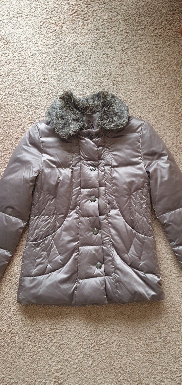 GERRY WEBER METALIC DONSJAS MET BONTJE KAN ERAF MAAT 38, Maat 38/40 (M), Beige, Nieuw, Ophalen of Verzenden