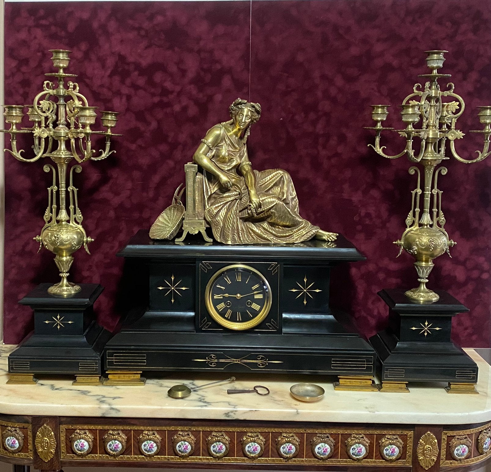 GROOT NAPOLEONIII KLOKKENSTEL, Antiek en Kunst, Ophalen