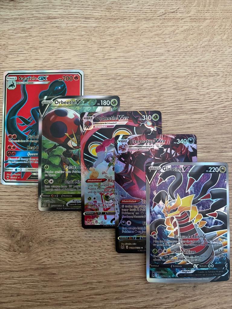 Set Orbeetle V, Vmax, Eternatus, GiratinaV, Salazzle, Ophalen of Verzenden, Zo goed als nieuw, Meerdere kaarten