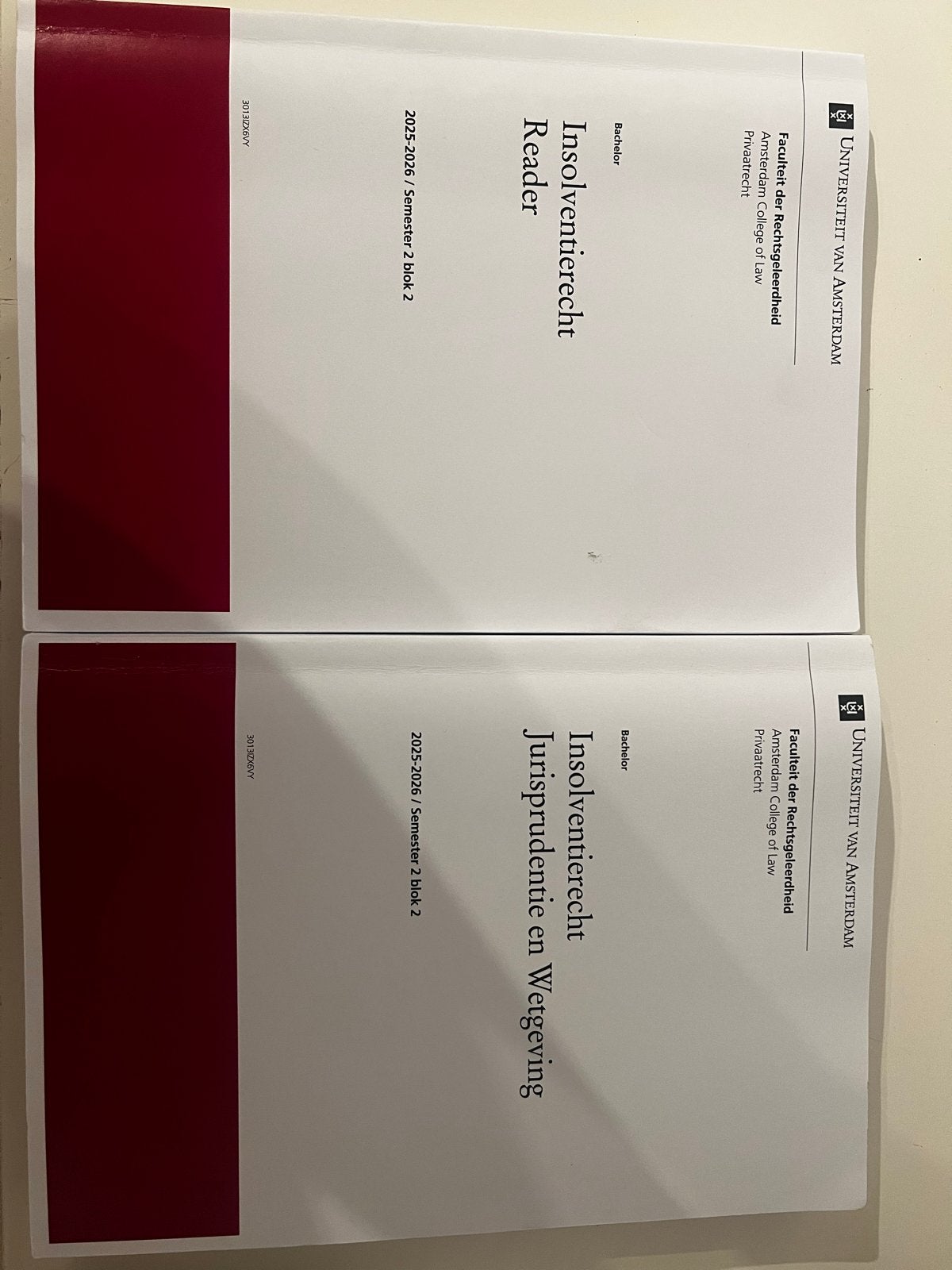 Insolventierecht Reader & Jurisprudentie UvA 2025-2026, Ophalen of Verzenden, Gamma, Zo goed als nieuw, WO
