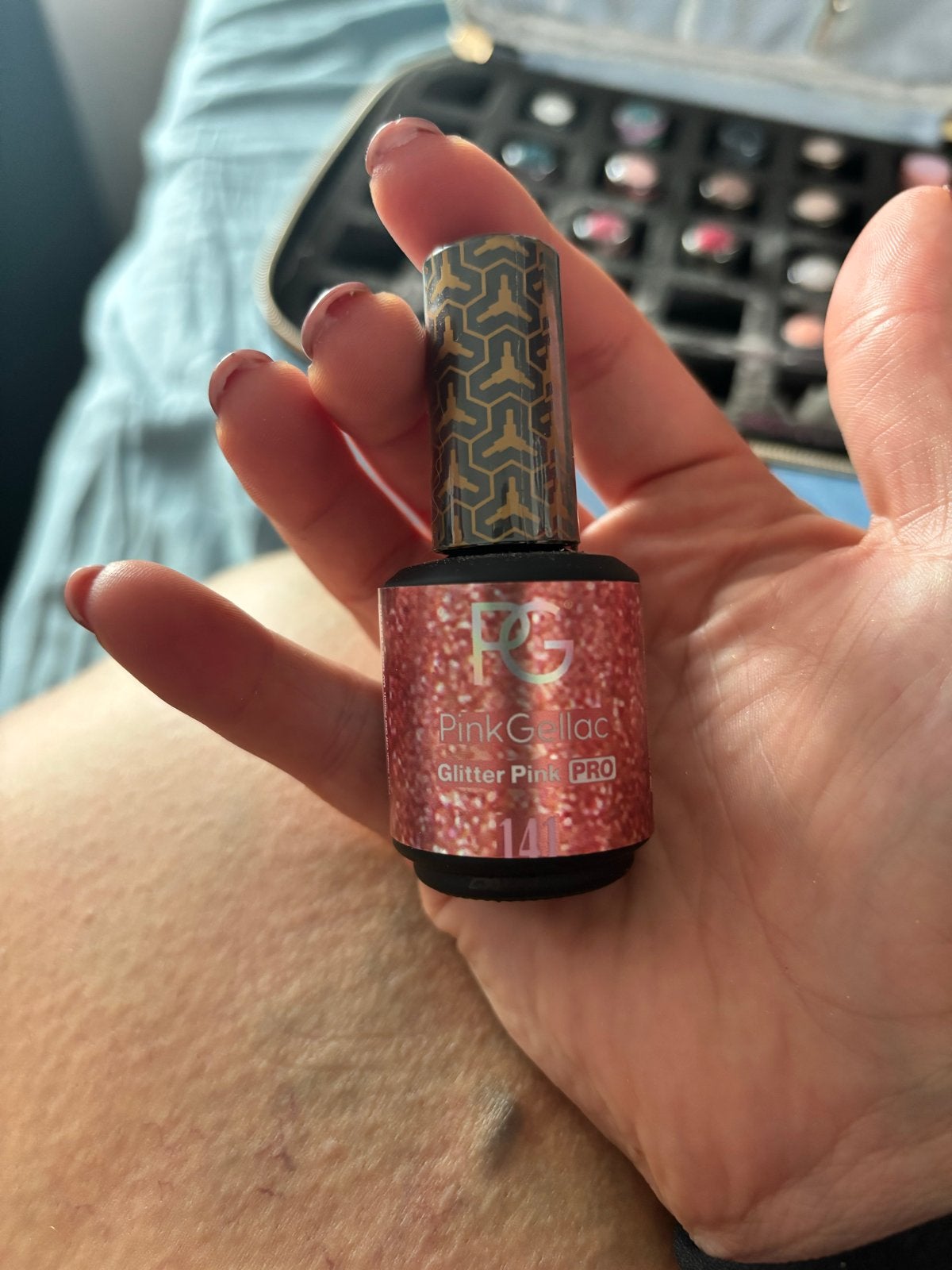 Pink Gellac Glitter Pink PRO 141 gellak, Ophalen of Verzenden, Zo goed als nieuw, Handen en Nagels, Make-up