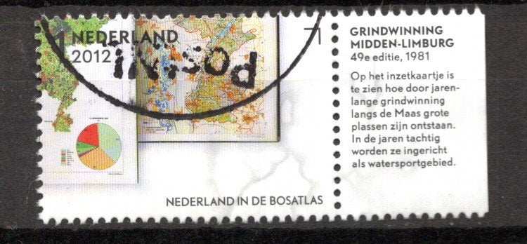 gestempelde zegel. Jaar 2012: Bosatlas met tab, Ophalen of Verzenden, Na 1940, Gestempeld