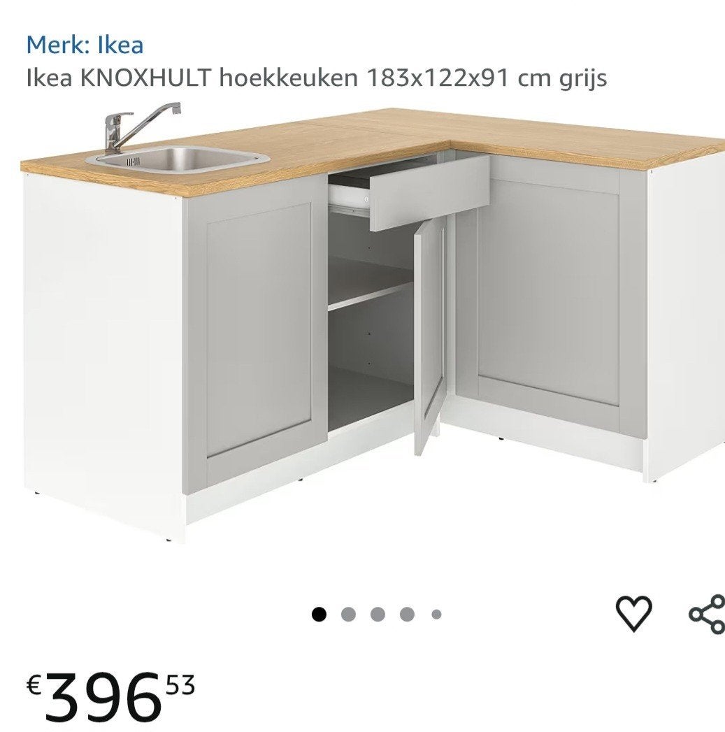NIEUW Ikea KNOXHULT hoekkeuken 183x122x91 cm grijs, Huis en Inrichting, Keuken | Complete keukens, Ophalen, Nieuw, Kunststof, Enkelwandige keuken
