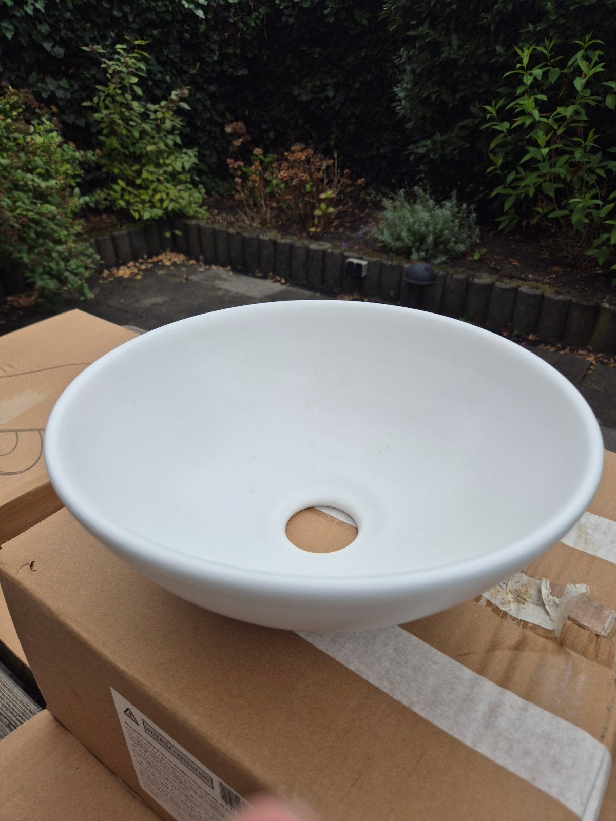 Maxaro Waskom Clasico Keramiek Mat Wit Rond 28x10,5cm, Ophalen, Nieuw, Steen, Wastafel