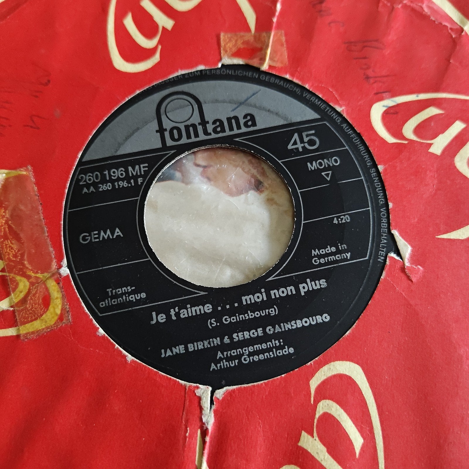 Jane Birkin & Serge Gainsbourg - Je t'aime... moi non plus, Cd's en Dvd's, Vinyl Singles, Gebruikt, Originele persing, 7 inch