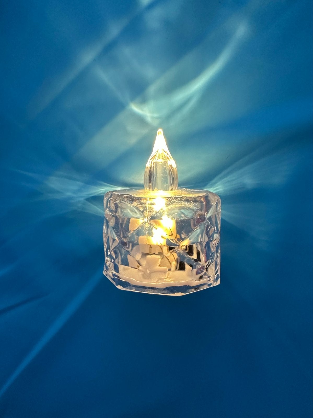 Set van 4 LED waxinelichtjes met kristal-look, Kunststof, Waxinelichthouder, Nieuw, Ophalen of Verzenden