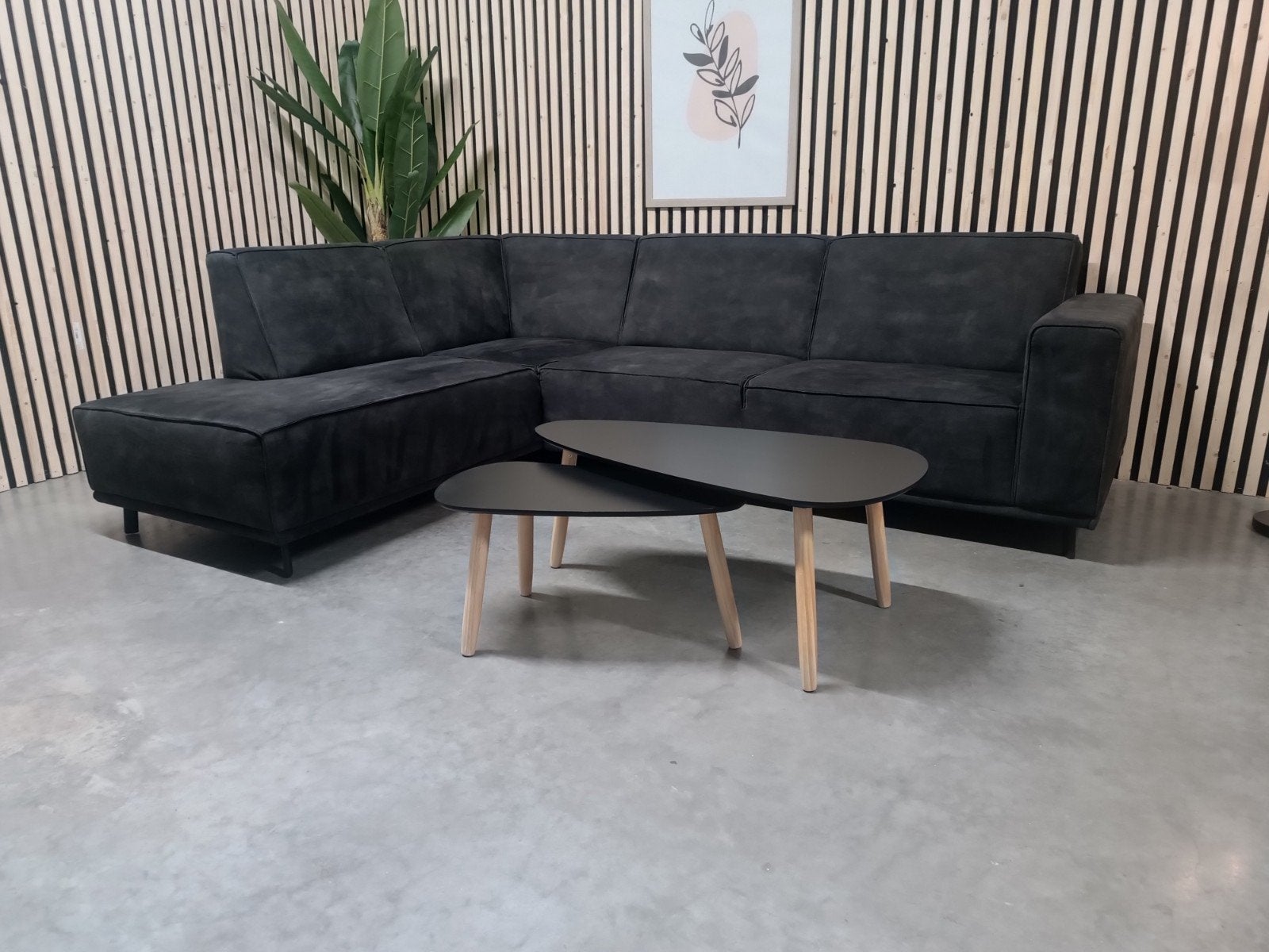 Velours Hoekbank Zwart Velvet - Gratis Bezorging, Ophalen of Verzenden, Zo goed als nieuw, Stof, Modern