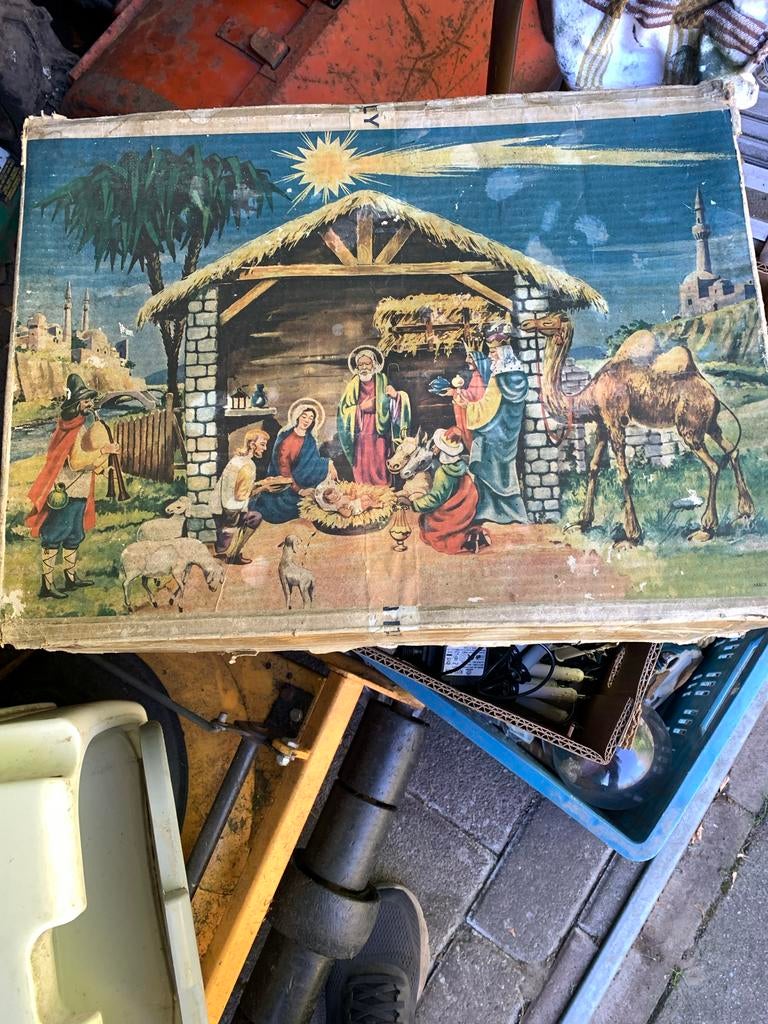 Antieke Kerststal Doos - Leeg, Ophalen of Verzenden
