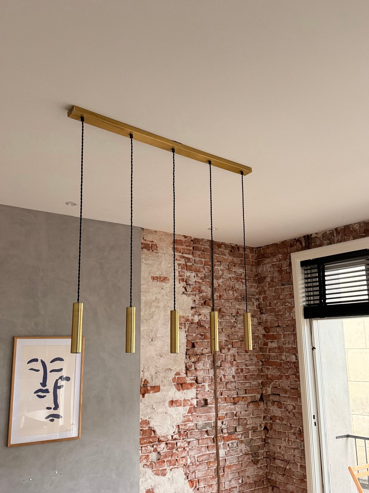 Lucide Droopy hanglamp - 5 lichtpunten mat/goud, Ophalen, Zo goed als nieuw, Metaal, E27 (groot)
