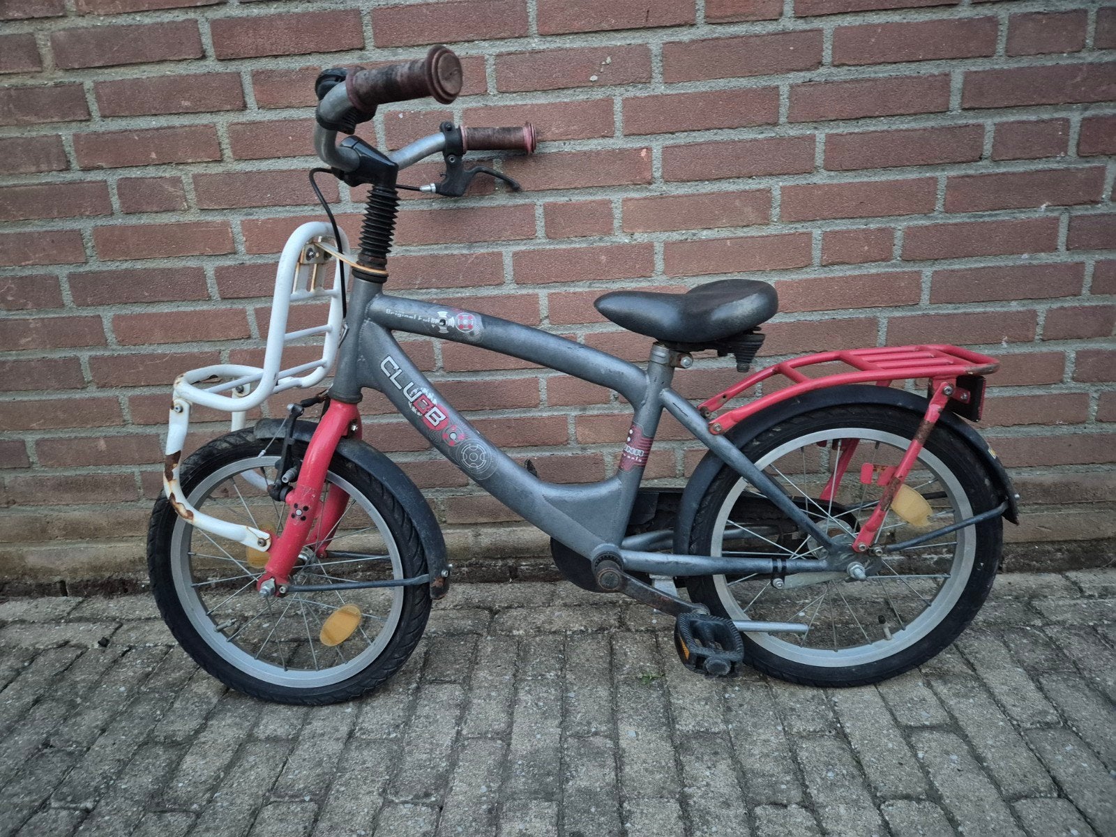 Kinderfiet - Gebruikt, met voorrek en bagagedrager, Fietsen en Brommers, Fietsen | Kinderfietsjes, Ophalen, Velgrem, Club B, 16 tot 20 inch