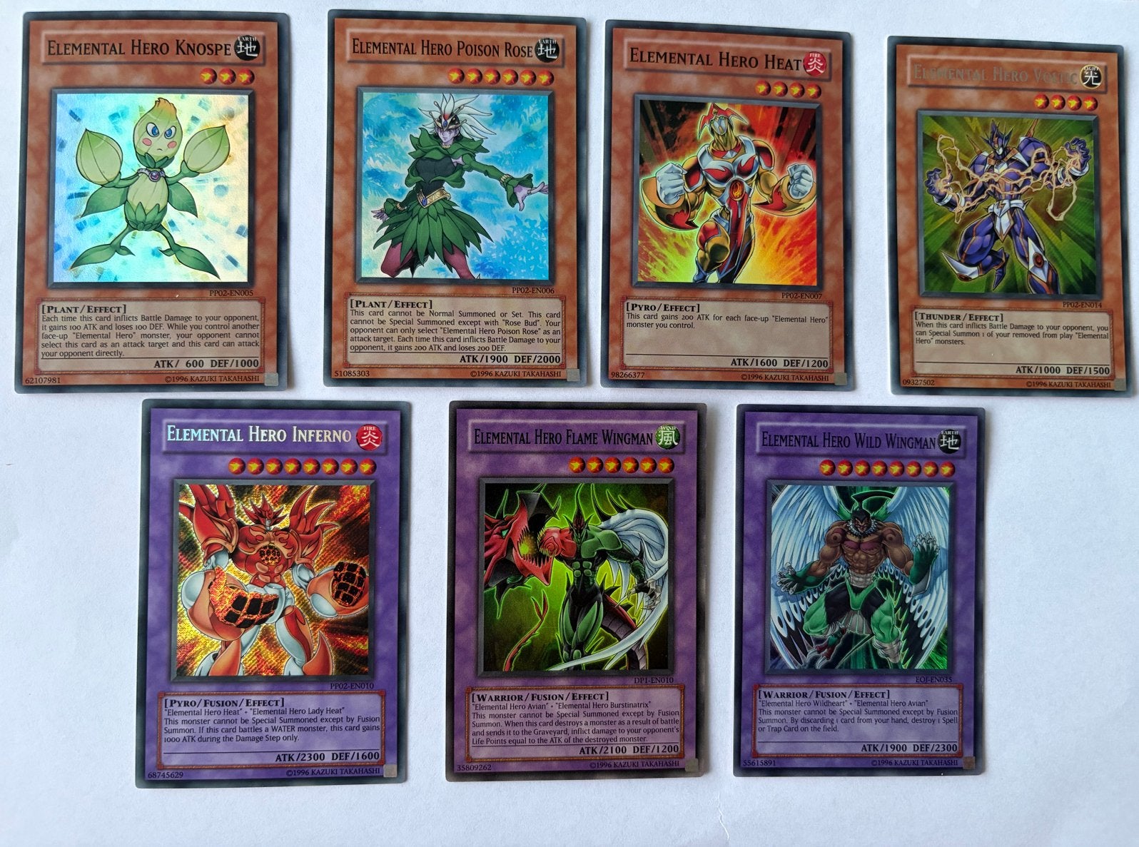 Yu-Gi-Oh! Elemental Hero Kaarten Set (7 stuks), Ophalen of Verzenden, Zo goed als nieuw