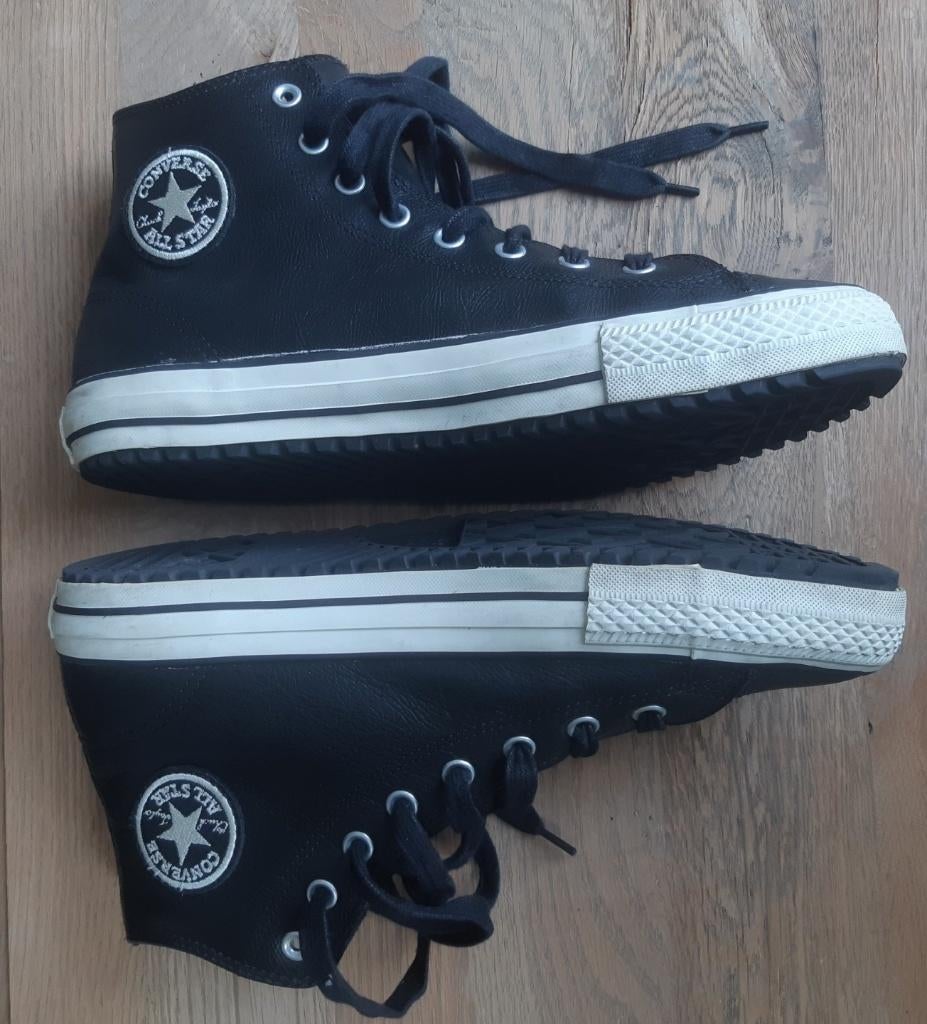 Converse Chuck Taylor All Star High leer Zwart Uniek mt45, Kleding | Heren, Schoenen, Zwart, Converse, Ophalen of Verzenden, Sneakers of Gympen